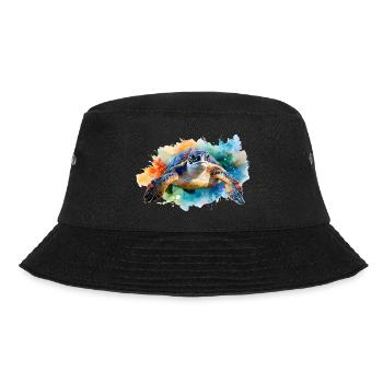 A water turtle in colorful watercolor style - Bucket Hat - black - Front - Lela (165cm)