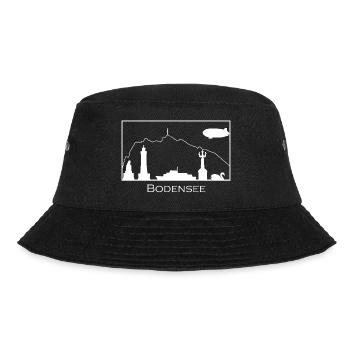 Bodensee & Pfänder | Silhouette filled | Weiß - Bucket Hat - Schwarz - Vorne - Lela (165cm)