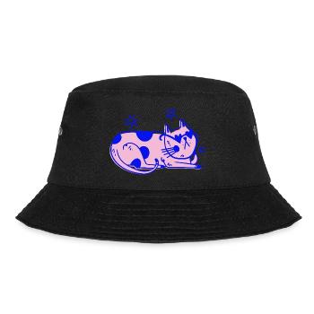 Stylish Cat – Relaxed Retro Vibes - Bucket Hat - black - Front - Lela (165cm)