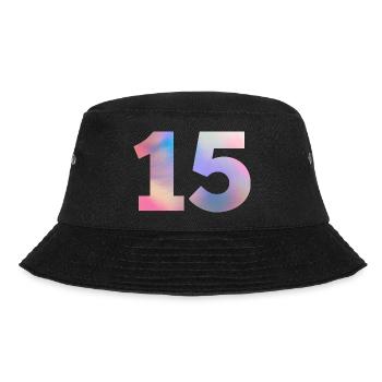 Bunte Zahl 15 - Bucket Hat - Schwarz - Vorne - Lela (165cm)