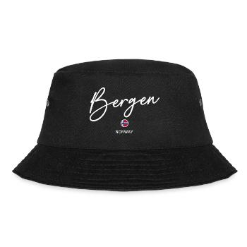 Bergen - Norway Flag Lettering - Norge - Norwegen - Bucket Hat - black - Front - Lela (165cm)