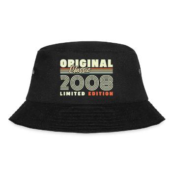 2008 Vintage Retro Geburtstagsgeschenk - Bucket Hat - Schwarz - Vorne - Lela (165cm)