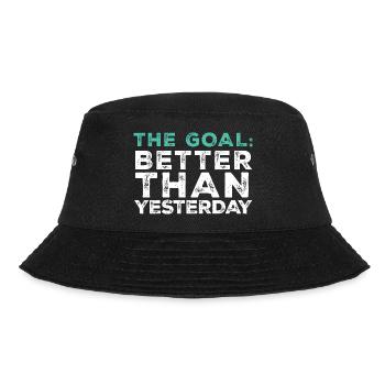 Das Ziel: Besser als gestern – Sportausrüstung - Bucket Hat - Schwarz - Vorne - Lela (165cm)