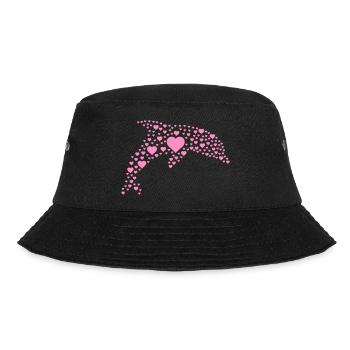 Delfin mit kleinen Herzen - Bucket Hat - Schwarz - Vorne - Lela (165cm)
