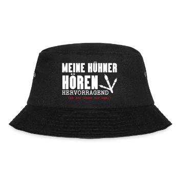 Hühnerflüsterer Huhn Hühnerhalter Hühner - Bucket Hat - Schwarz - Vorne - Lela (165cm)