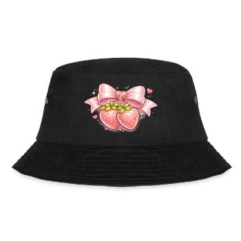 Tender strawberries with pink bow - Bucket Hat - black - Front - Lela (165cm)