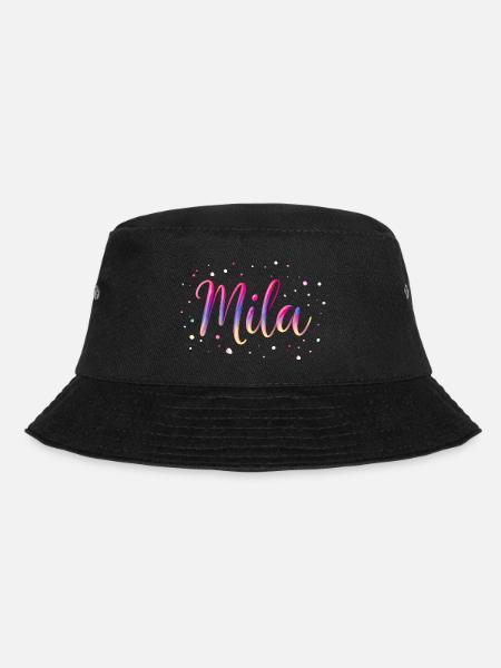Name Mila – Buntes Aquarell Design mit Punkten - Bucket Hat - Schwarz