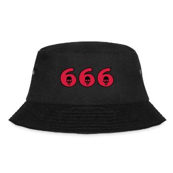 666 - Teufel - Schädel - Halloween - Bucket Hat - Schwarz - Vorne - Lela (165cm)