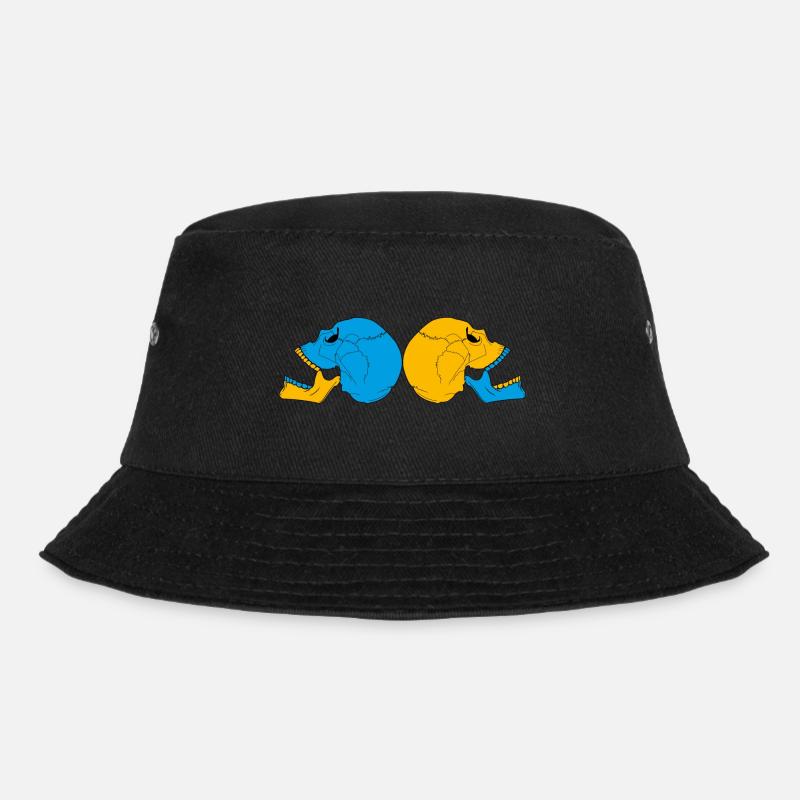 Bunter Doppelschädel - Bucket Hat - Schwarz
