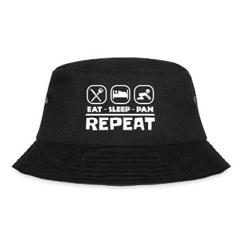 Gold panning prospecting East Sleep Pan Repeat - Bucket Hat - black - Front - Lela (165cm)