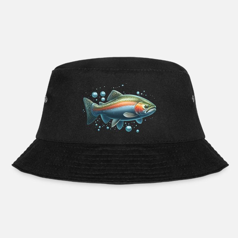 Forelle Regenbogenforelle Angeln - Bucket Hat - Schwarz