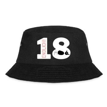 Endlich 18 - Geburtstag - Bucket Hat - Schwarz - Vorne - Lela (165cm)