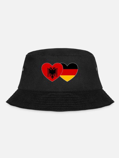 Albanien Deutschland Flagge Herz - Bucket Hat - Schwarz