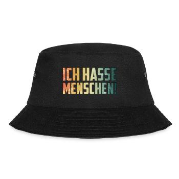 Ich hasse Menschen - Bucket Hat - Schwarz - Vorne - Lela (165cm)