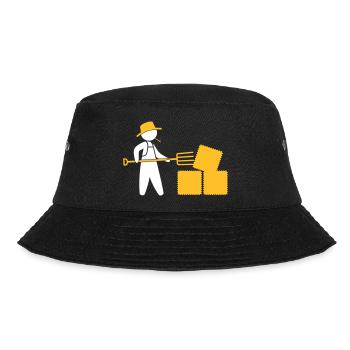 Bauer mit Mistgabel und Heu - Bucket Hat - Schwarz - Vorne - Lela (165cm)