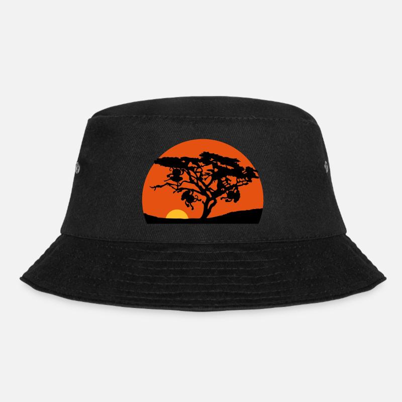 Singe du coucher du soleil de l'Afrique arbre - Bob - noir
