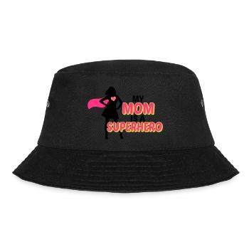 My mom is a Superhero-Meine Mama ist ein Superheld - Bucket Hat - Schwarz - Vorne - Lela (165cm)