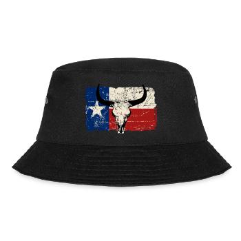 Texas Bull Flag - Vintage Look - Bucket Hat - Schwarz - Vorne - Lela (165cm)
