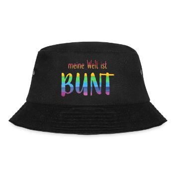 Meine Welt ist bunt - Regenbogen -fröhlich - Bucket Hat - Schwarz - Vorne - Lela (165cm)
