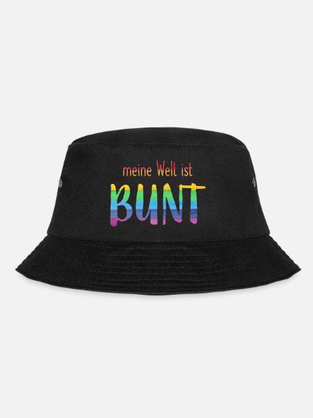 Meine Welt ist bunt - Regenbogen -fröhlich - Bucket Hat - Schwarz