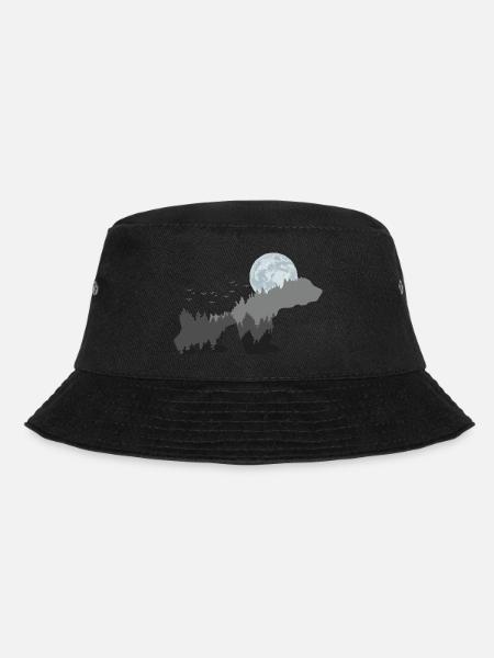 Bear in nature, mountains - Bucket Hat - black
