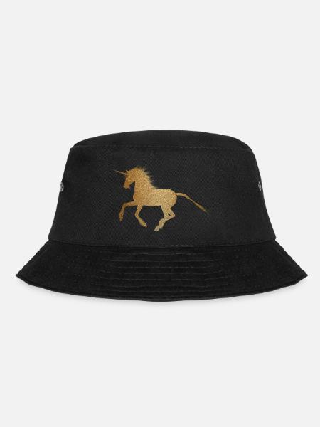 Einhorn, Gold, Glitzer - Bucket Hat - Schwarz