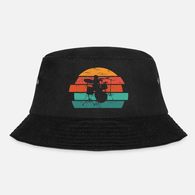 Drummer Retro Drums Vintage - Bucket Hat - black
