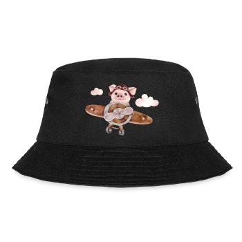Schweinchen am Fliegen - Bucket Hat - Schwarz - Vorne - Lela (165cm)