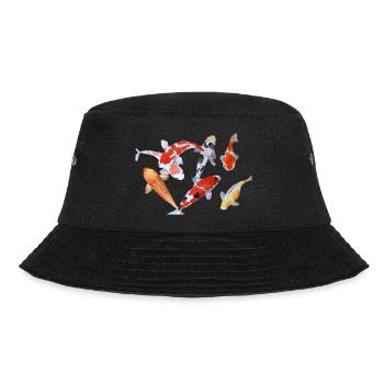 Elegantes Koi-Fisch-Aquarell-Design - Bucket Hat - Schwarz - Vorne - Lela (165cm)