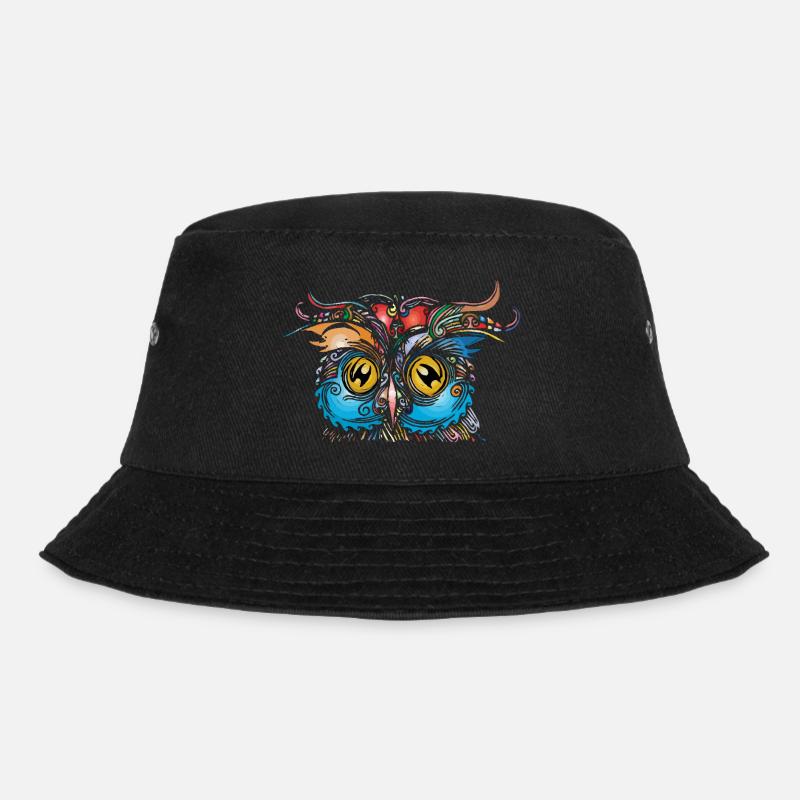 Eule - Bucket Hat - Schwarz
