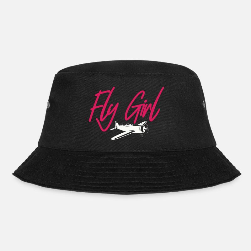 Fly Girl Aviation Pilot - Bucket Hat - Schwarz