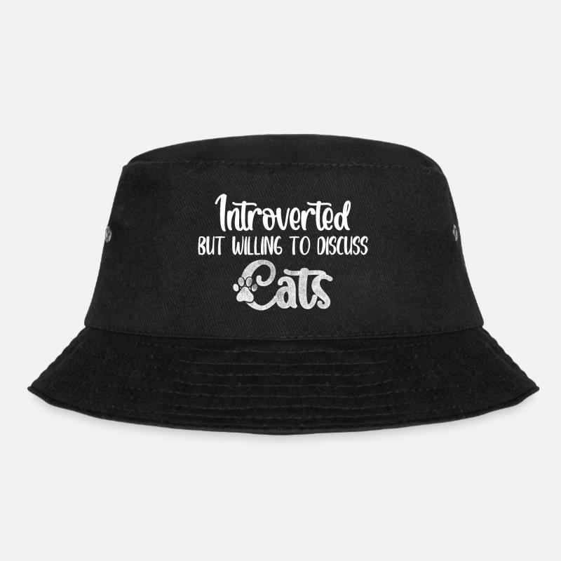 Introverted but willing to discuss cats - Bucket Hat - Schwarz