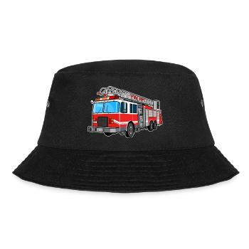 Feuerwehr, Feuerwehrauto, Feuerwehrmann, löschen - Bucket Hat - Schwarz - Vorne - Lela (165cm)