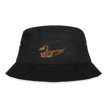 Boa constrictor an der Leine im Comicstil - Bucket Hat - Schwarz - Vorne - Lela (165cm)