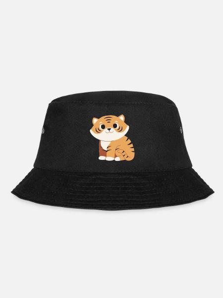 Kuscheltiger Cartoon Streifenmuster - Bucket Hat - Schwarz