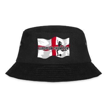 European Champion | Frauenfußball England Flagge - Bucket Hat - Schwarz - Vorne - Lela (165cm)