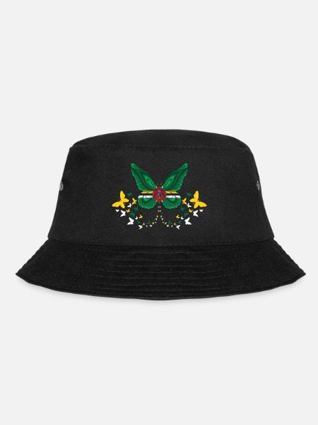 Dominica Dominican Dominica Flag Butterflies - Bucket Hat - black