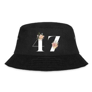 Blumen zum 47-jährigen Jubiläum (Geschenk von 47 Jahren) - Bucket Hat - Schwarz - Vorne - Lela (165cm)