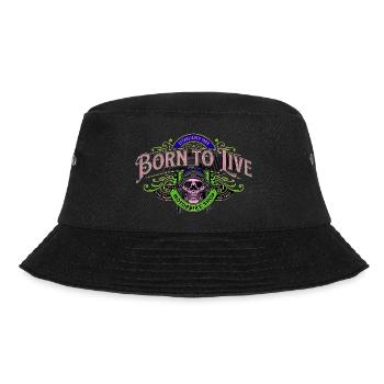 Motorrad Patch geboren zum Leben - Pink - Bucket Hat - Schwarz - Vorne - Lela (165cm)