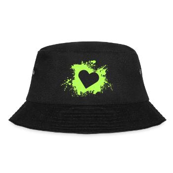 Herz Grün - Bucket Hat - Schwarz - Vorne - Lela (165cm)