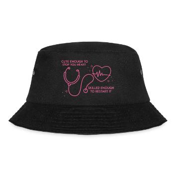 Krankenschwester, Krankenhaus, Pflegekraft - Bucket Hat - Schwarz - Vorne - Lela (165cm)