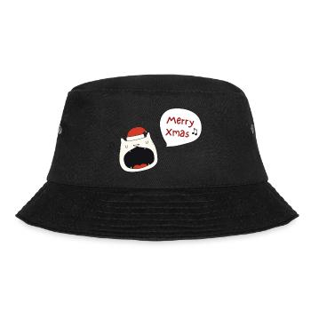 Merry Christmas cat with Christmas hat - Bucket Hat - black - Front - Lela (165cm)
