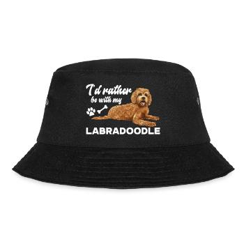 Labradoodle Hund - Bucket Hat - Schwarz - Vorne - Lela (165cm)