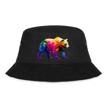 Origami Geometrie Bär bunt modern arty - Bucket Hat - Schwarz - Vorne - Lela (165cm)