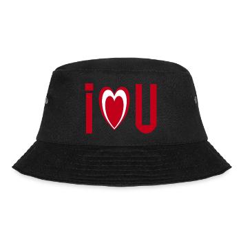 I Love You Herz Schriftzug - Bucket Hat - Schwarz - Vorne - Lela (165cm)