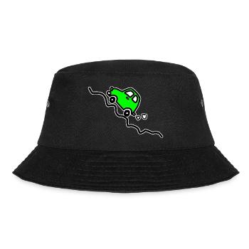 Grünes Auto, das einen Hügel hinauffährt - Bucket Hat - Schwarz - Vorne - Lela (165cm)