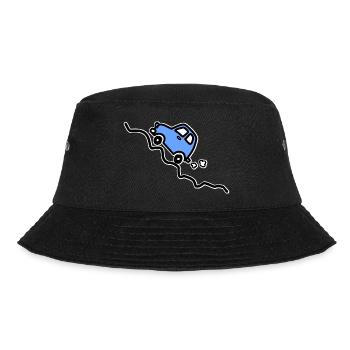 Blaues Auto, das einen Hügel hinauffährt - Bucket Hat - Schwarz - Vorne - Lela (165cm)