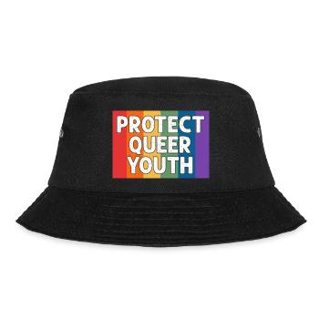 Protect Queer Youth Rainbow LGBT Rights Pride - Bucket Hat - black - Front - Lela (165cm)