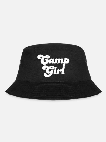 Camp Girl Vektor Camping Fan Mädchen coole Sprüche - Bucket Hat - Schwarz