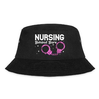 Nursing Behind Bars - Funny Correctional Nurse - Bucket Hat - black - Front - Lela (165cm)
